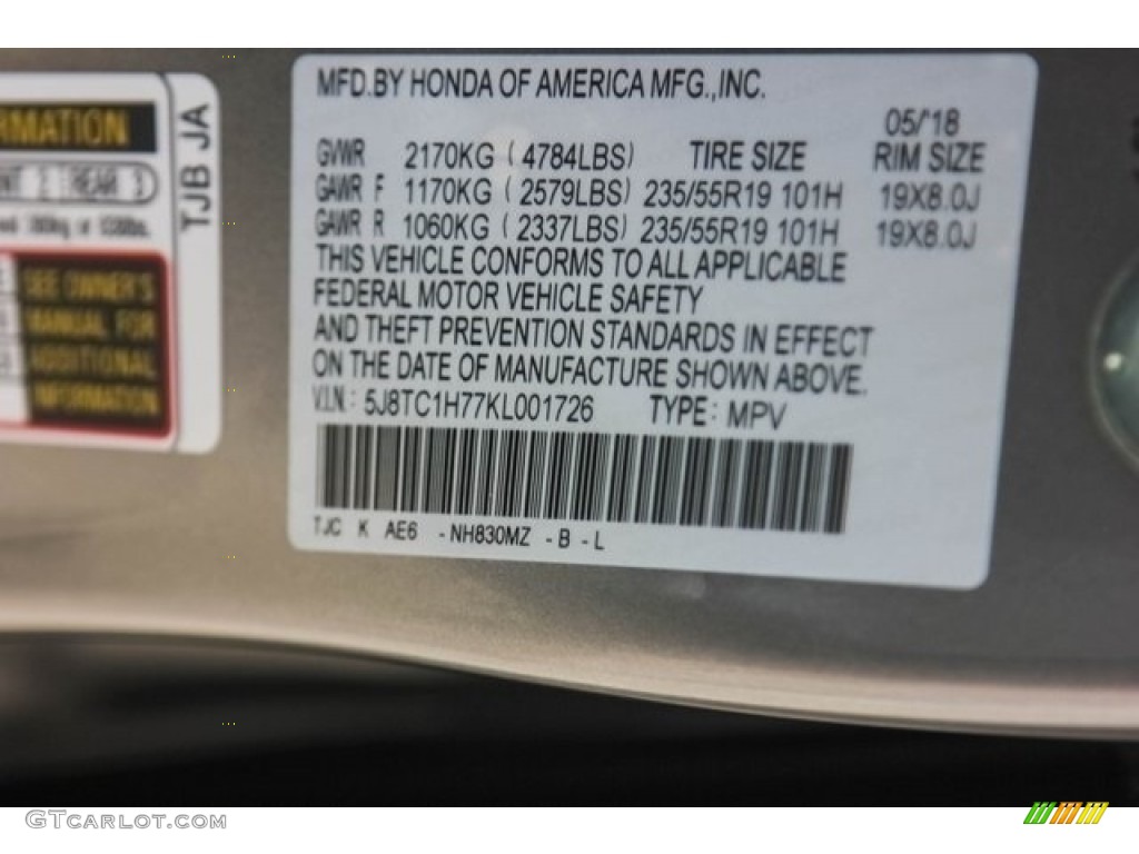 2019 Acura RDX Advance Color Code Photos