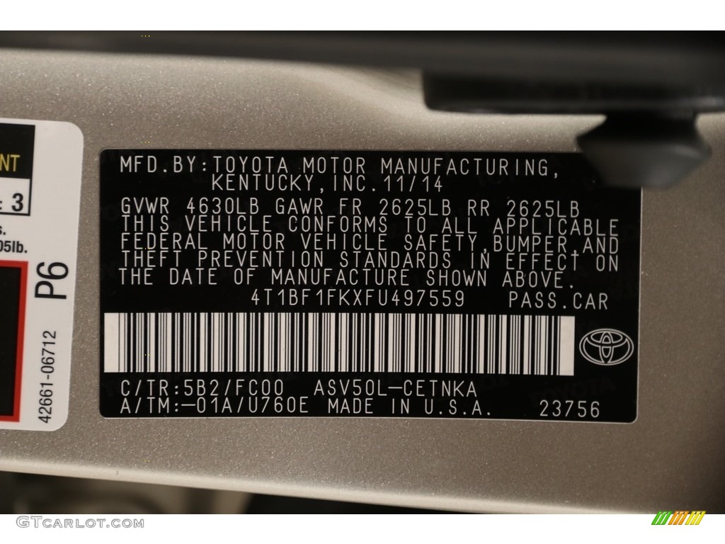2015 Camry Color Code 5B2 for Creme Brulee Mica Photo #128332297
