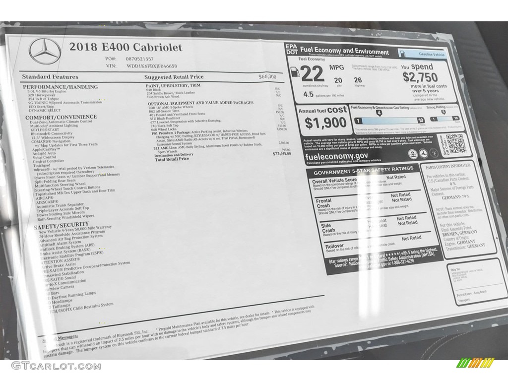 2018 E 400 Convertible - Black / Saddle Brown/Black photo #10