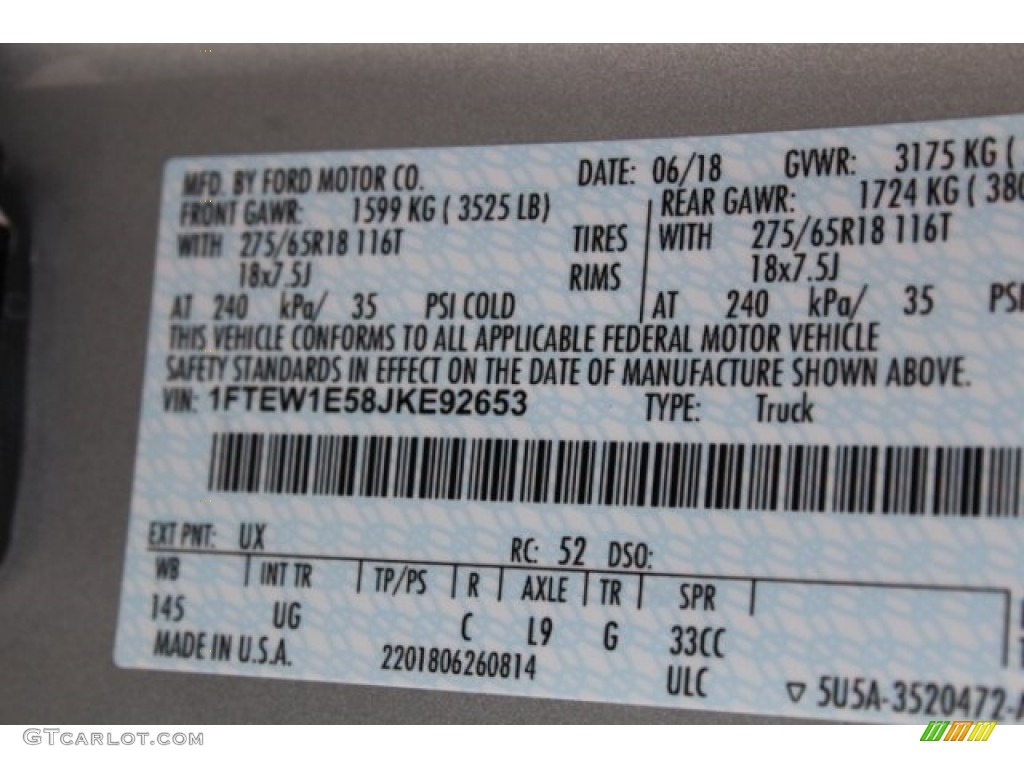 2018 F150 XLT SuperCrew 4x4 - Ingot Silver / Earth Gray photo #34