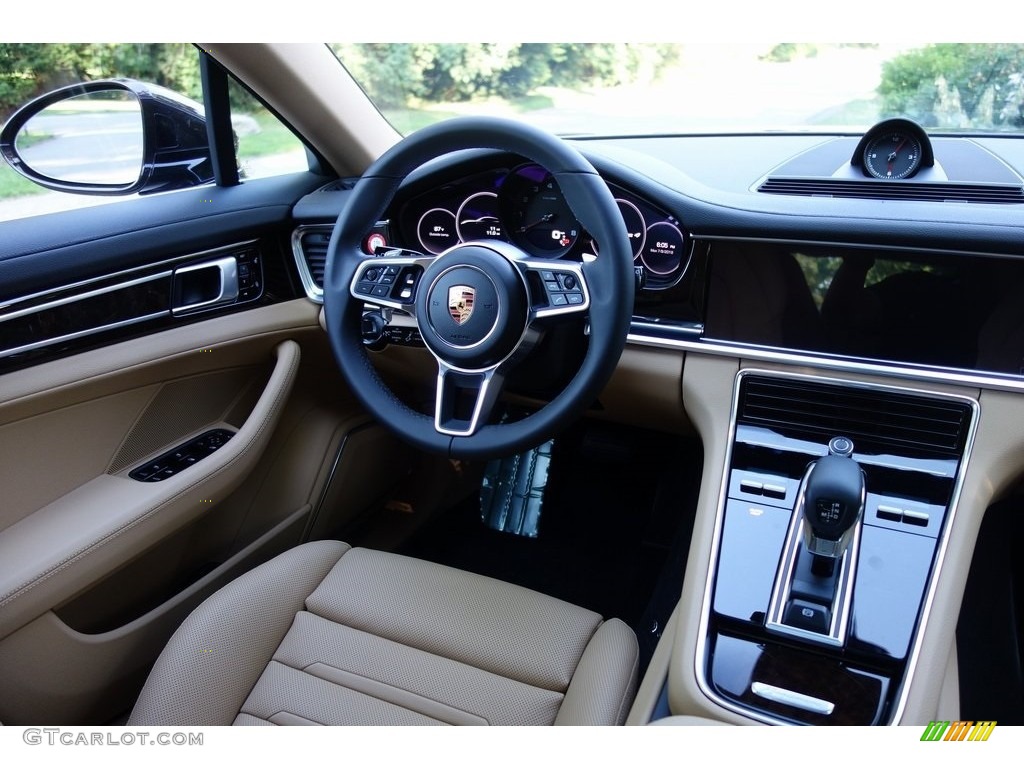 2018 Porsche Panamera 4 Black/Luxor Beige Dashboard Photo #128344809