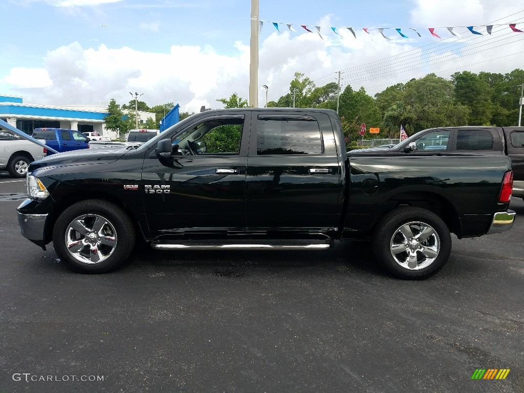 2017 1500 Big Horn Crew Cab 4x4 - Black Forest Green Pearl / Black/Diesel Gray photo #2
