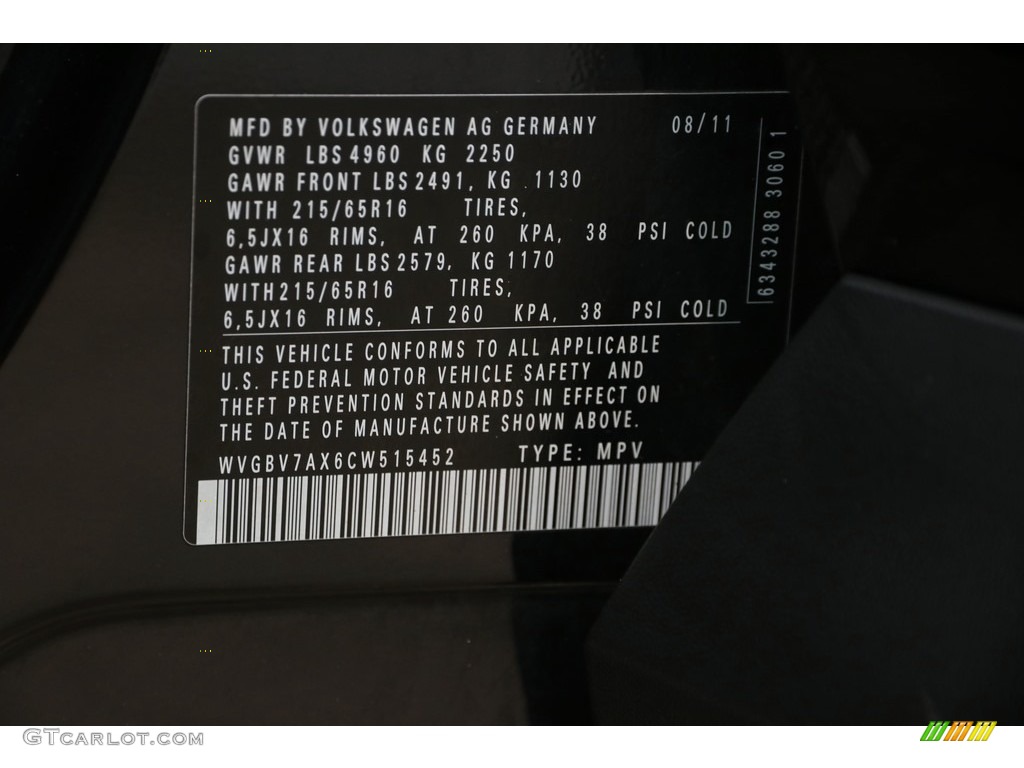 2012 Tiguan SE 4Motion - Deep Black Metallic / Black photo #16