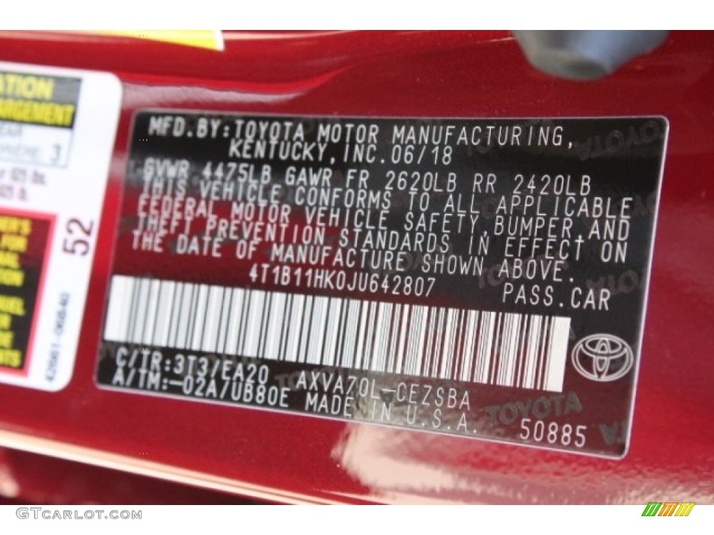 2018 Camry SE - Ruby Flare Pearl / Black photo #34