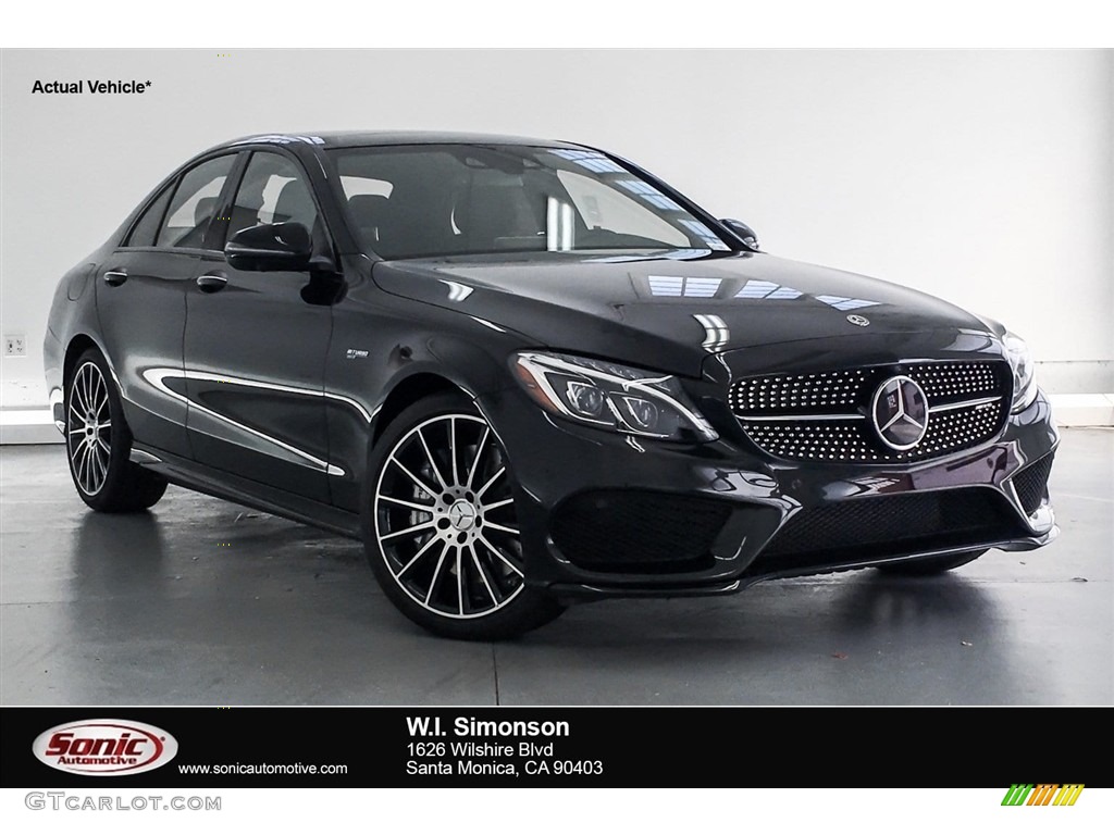 2018 C 43 AMG 4Matic Sedan - Obsidian Black Metallic / Platinum White Pearl/Black photo #1