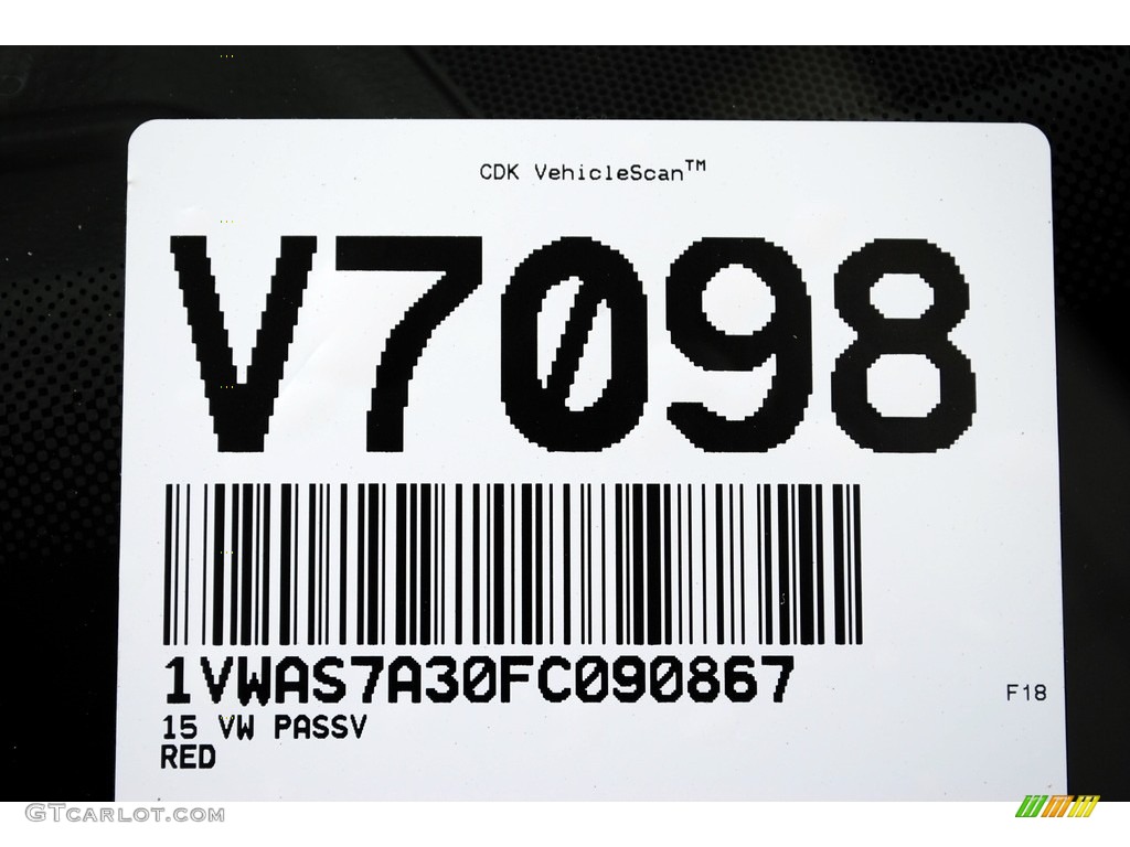 2015 Passat Wolfsburg Edition Sedan - Fortana Red Metallic / Titan Black photo #20