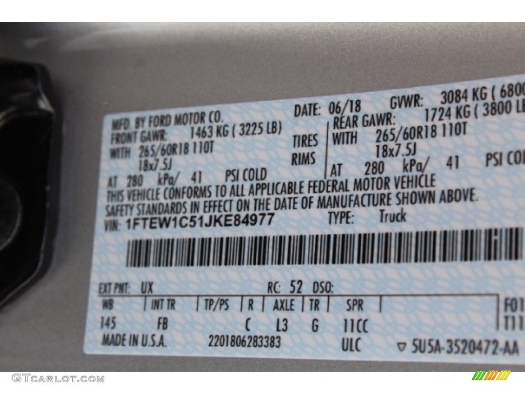 2018 F150 XLT SuperCrew - Ingot Silver / Black photo #35