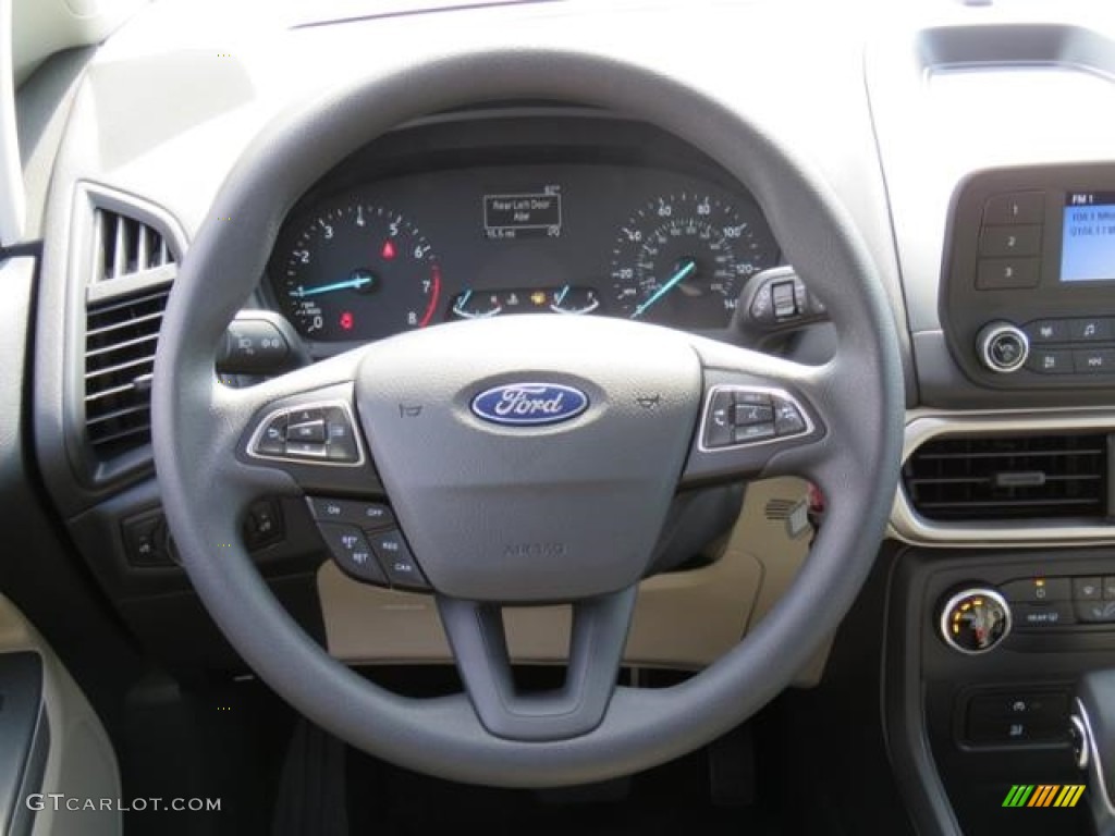 2018 Ford EcoSport S Ebony Black Steering Wheel Photo #128399949