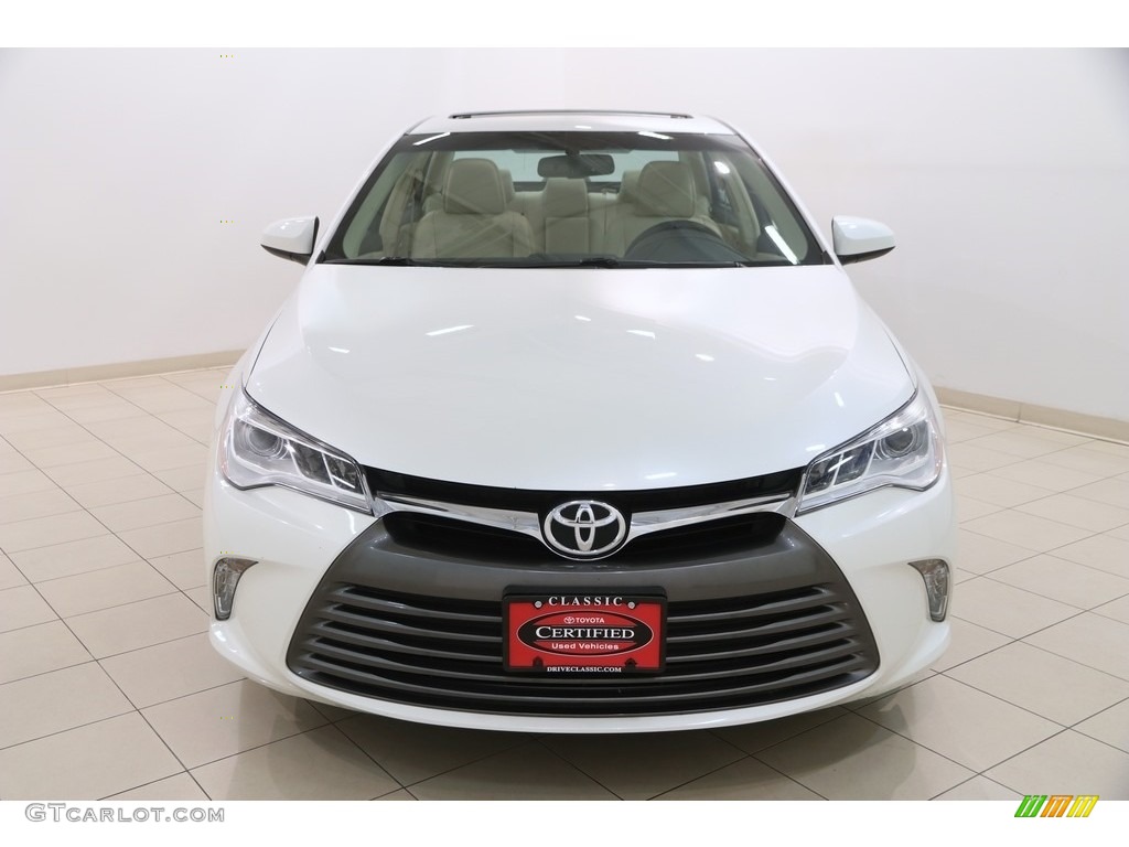 2015 Camry XLE V6 - Blizzard Pearl White / Almond photo #2