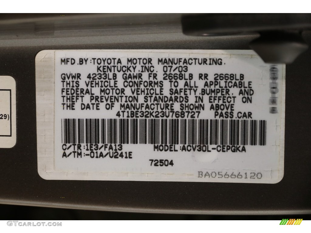 2003 Camry XLE - Phantom Gray Pearl / Stone photo #24
