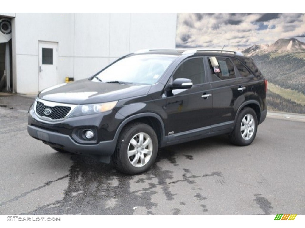 2011 Sorento LX AWD - Ebony Black / Black photo #2