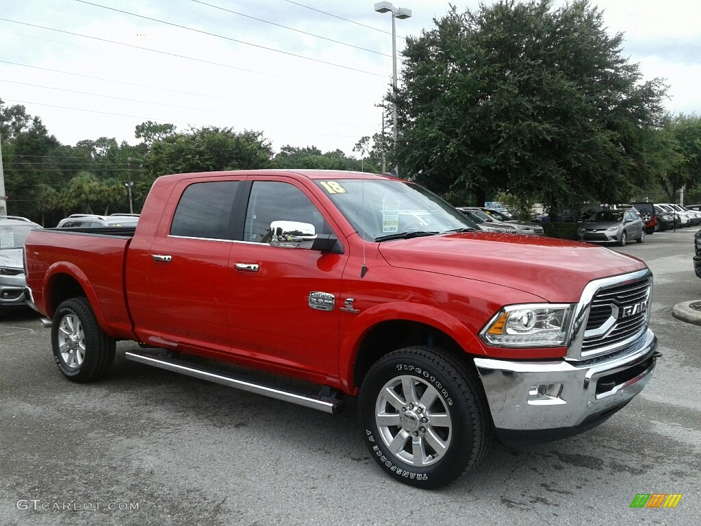 Flame Red 2018 Ram 2500 Laramie Longhorn Mega Cab 4x4 Exterior Photo #128417344