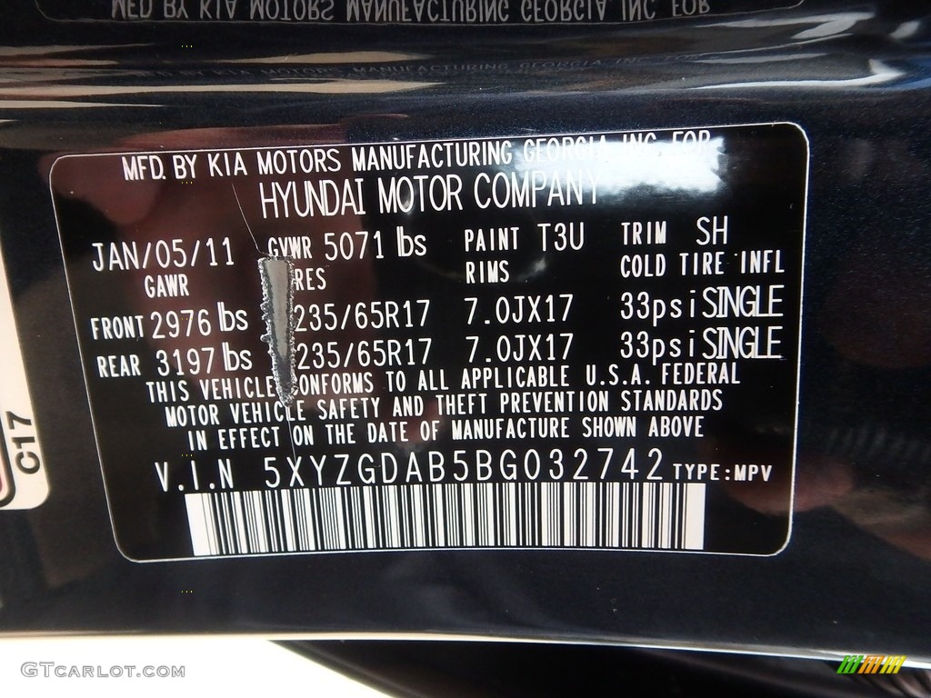 2011 Santa Fe GLS AWD - Pacific Blue Pearl / Beige photo #24