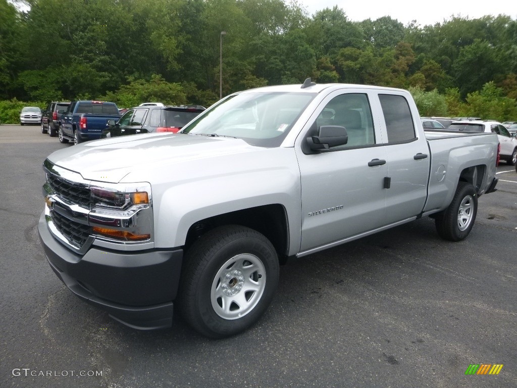 Silver Ice Metallic 2019 Chevrolet Silverado LD WT Double Cab 4x4 Exterior Photo #128429650