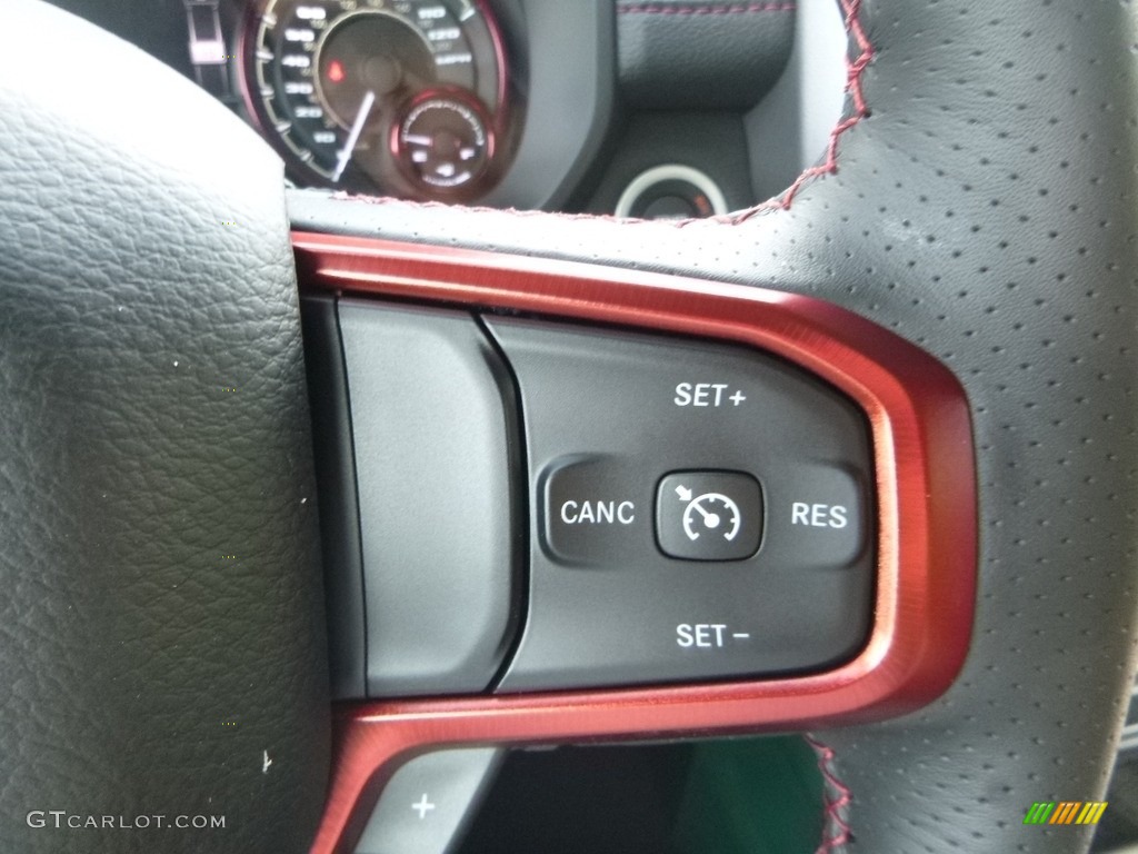 2019 Ram 1500 Rebel Quad Cab 4x4 Black/Red Steering Wheel Photo #128444944