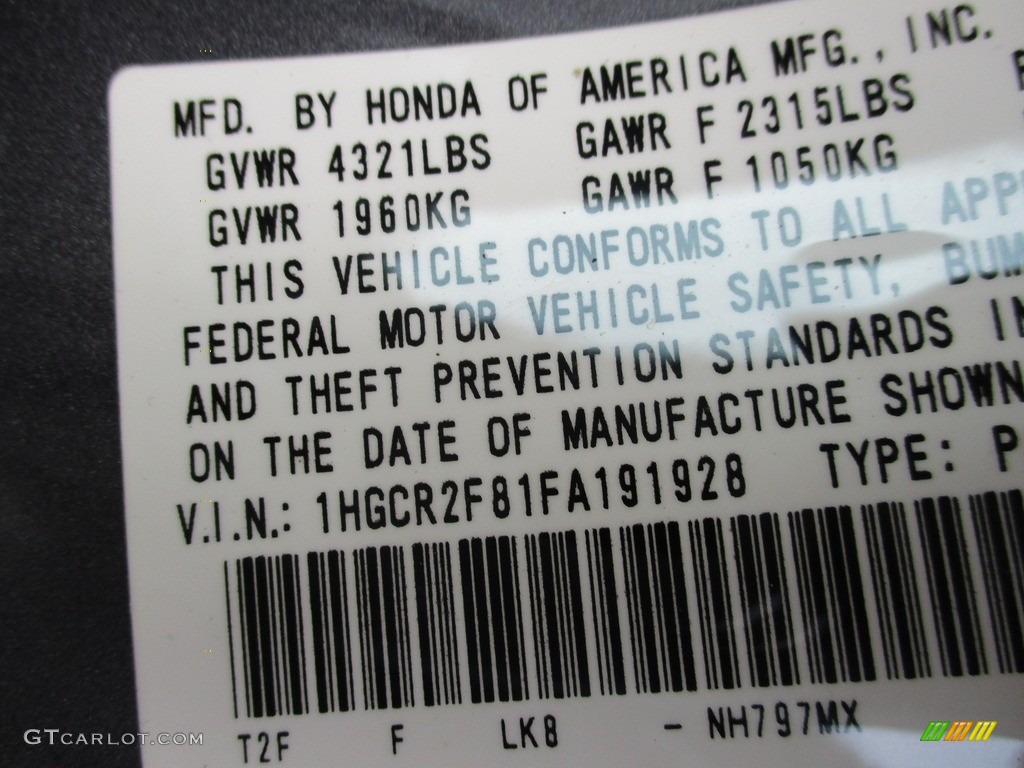 2015 Accord EX-L Sedan - Modern Steel Metallic / Gray photo #19