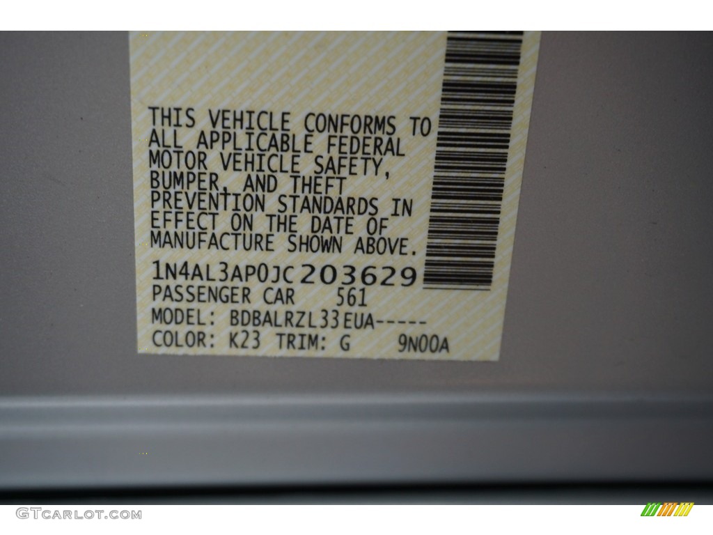 2018 Altima Color Code K23 for Brilliant Silver Photo #128451163