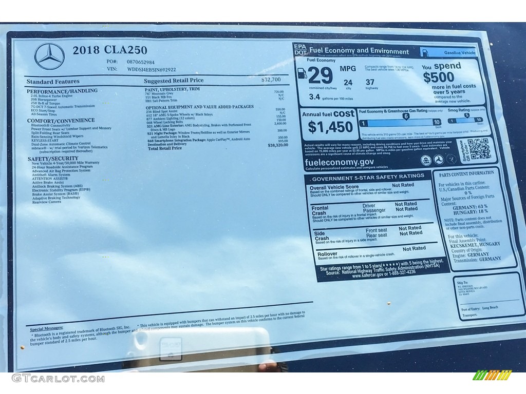 2018 CLA 250 Coupe - Mountain Grey Metallic / Black photo #10