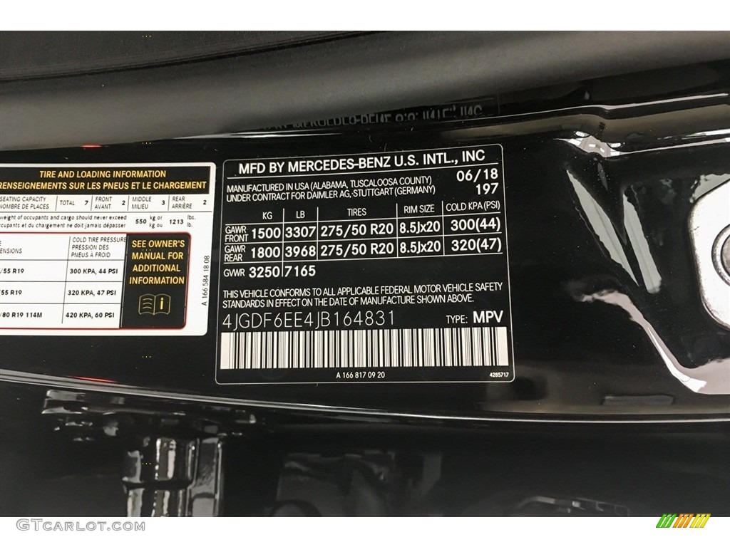 2018 GLS Color Code 197 for Obsidian Black Metallic Photo #128481834