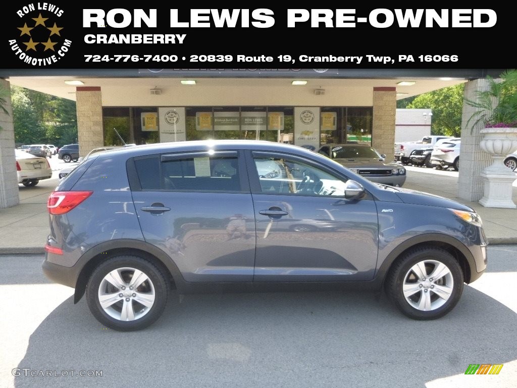 2012 Sportage LX AWD - Twilight Blue / Black photo #1