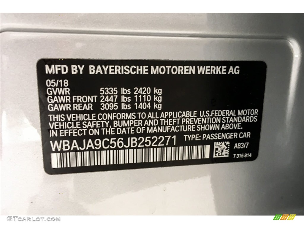 2018 5 Series 530e iPerfomance Sedan - Glacier Silver Metallic / Black photo #11