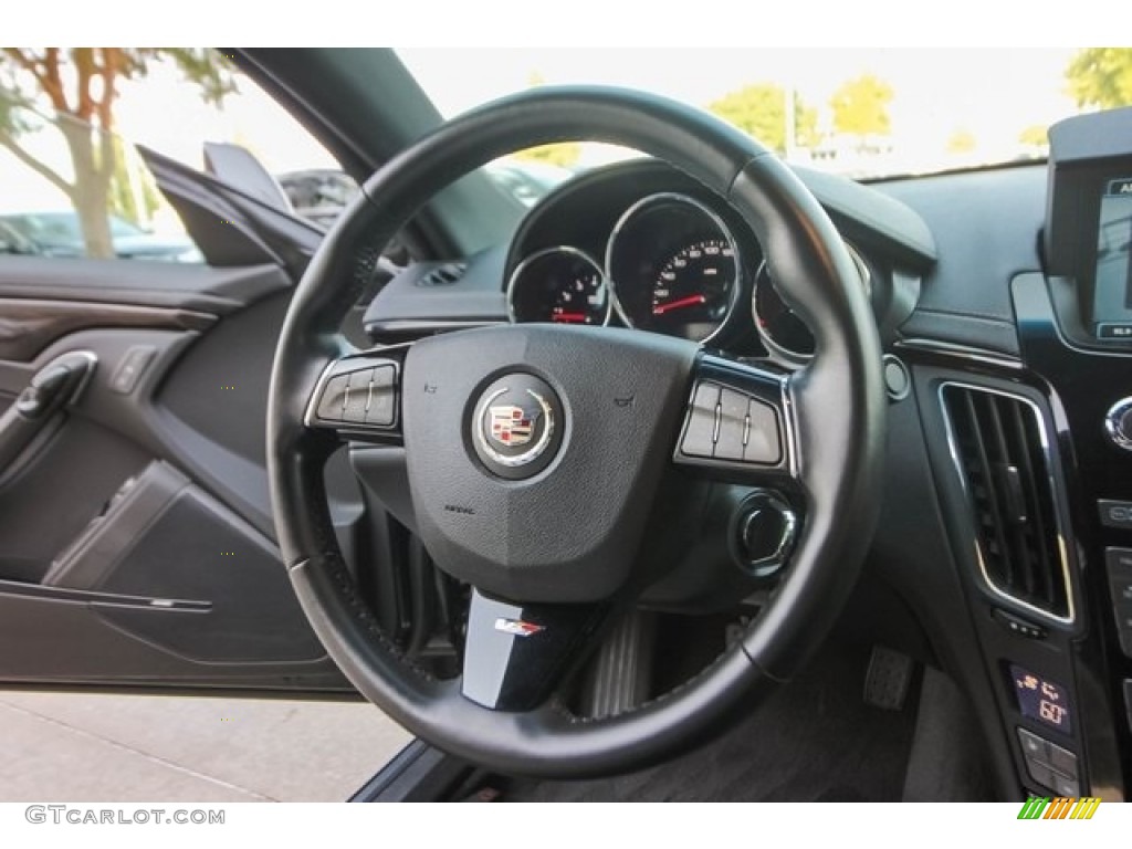 2014 Cadillac CTS -V Coupe Ebony/Ebony Steering Wheel Photo #128533373