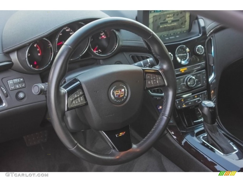 2014 Cadillac CTS -V Coupe Ebony/Ebony Steering Wheel Photo #128533478