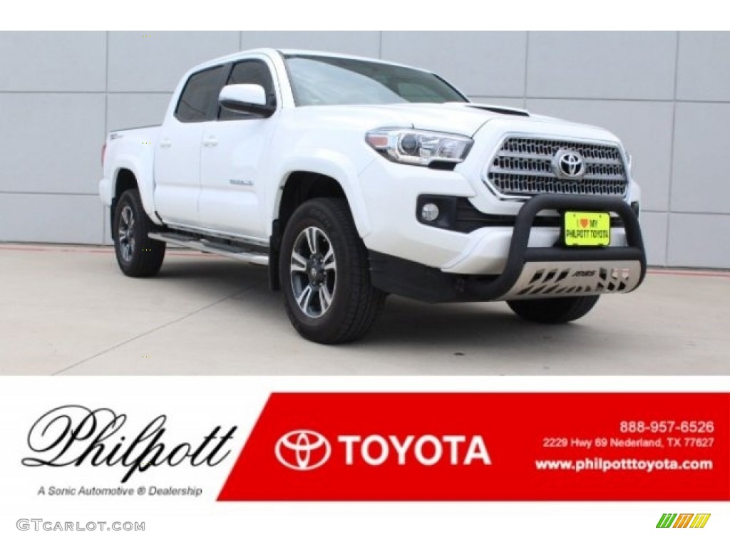 2017 Tacoma TRD Sport Double Cab - Super White / Cement Gray photo #1