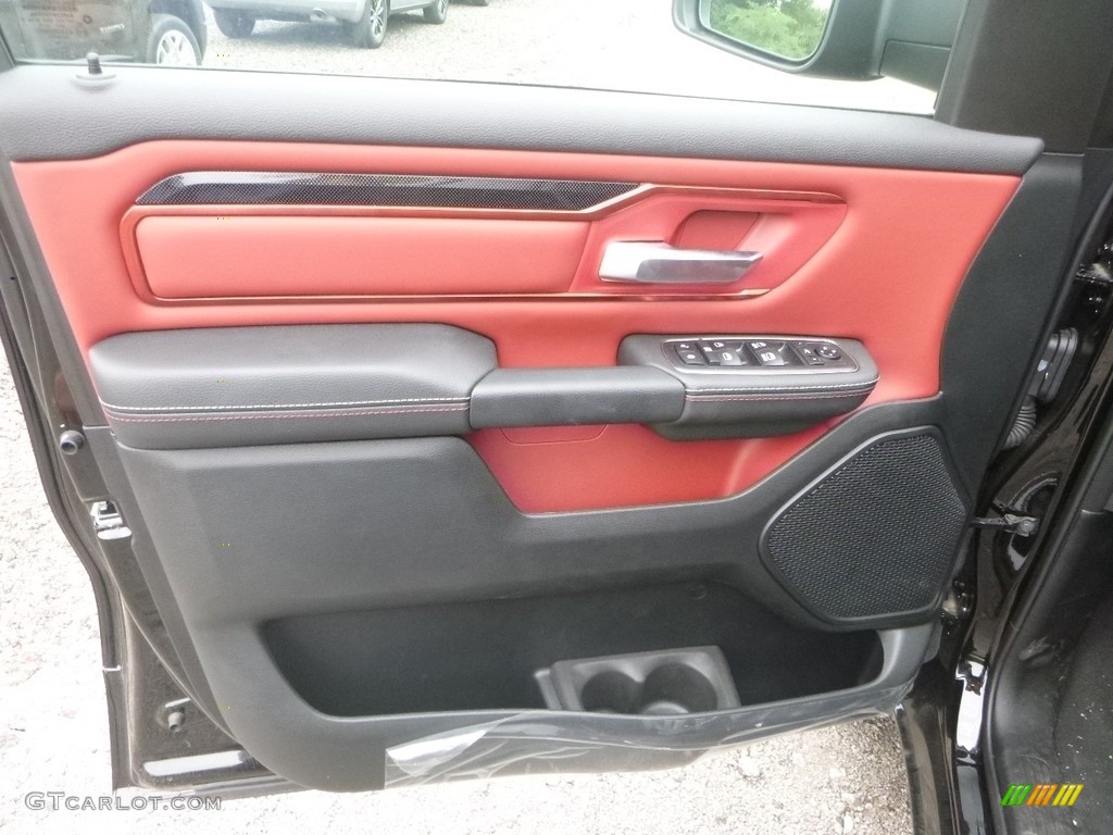 2019 Ram 1500 Rebel Crew Cab 4x4 Black/Red Door Panel Photo #128555848