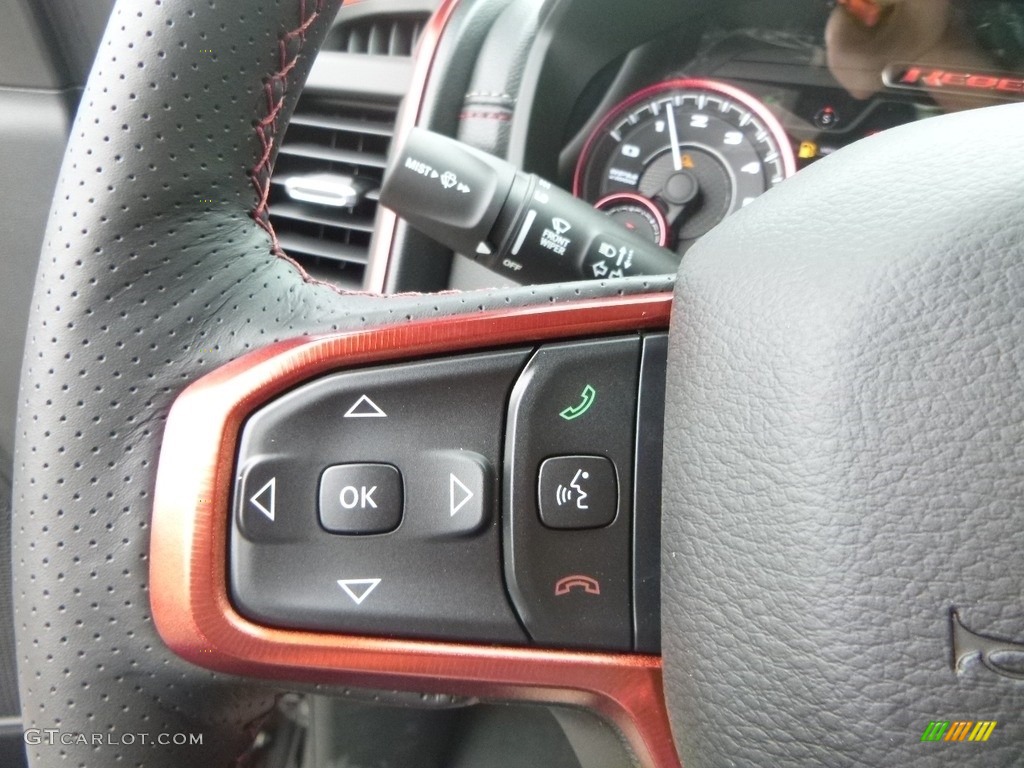 2019 Ram 1500 Rebel Crew Cab 4x4 Black/Red Steering Wheel Photo #128555995