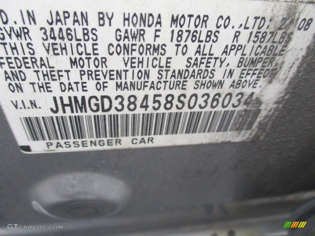 2008 Fit Hatchback - Storm Silver Metallic / Black/Grey photo #20