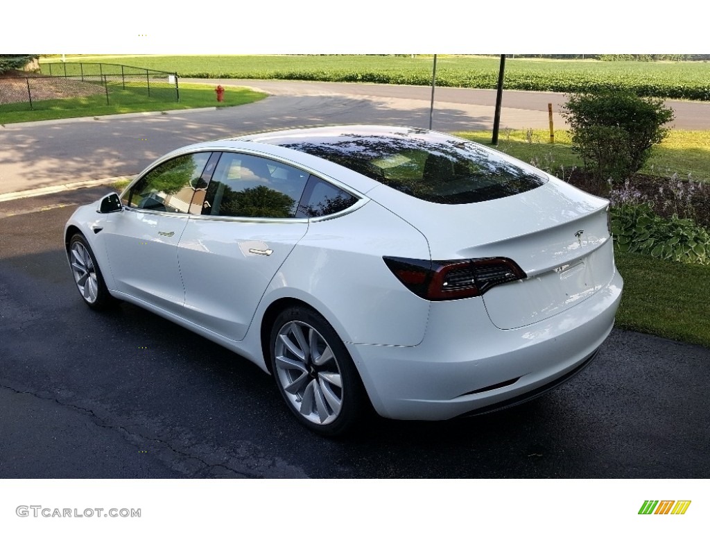 2018 Model 3 Long Range - Pearl White Multi-Coat / Black photo #4