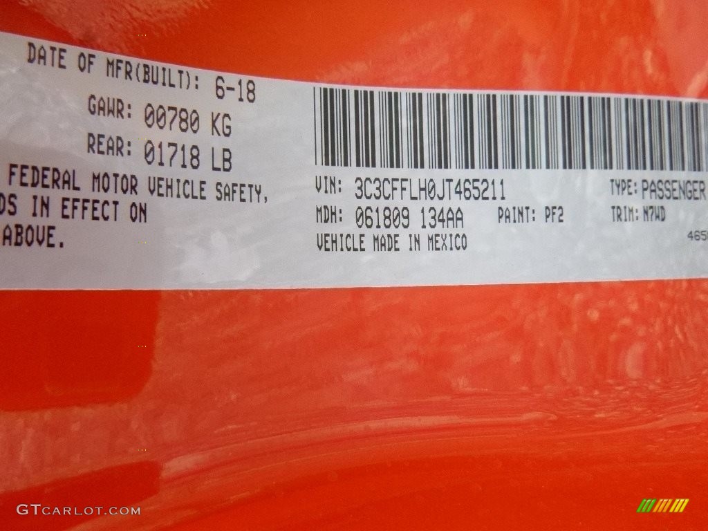 2018 500 Color Code PF2 for Luminosa Orange Photo #128624613