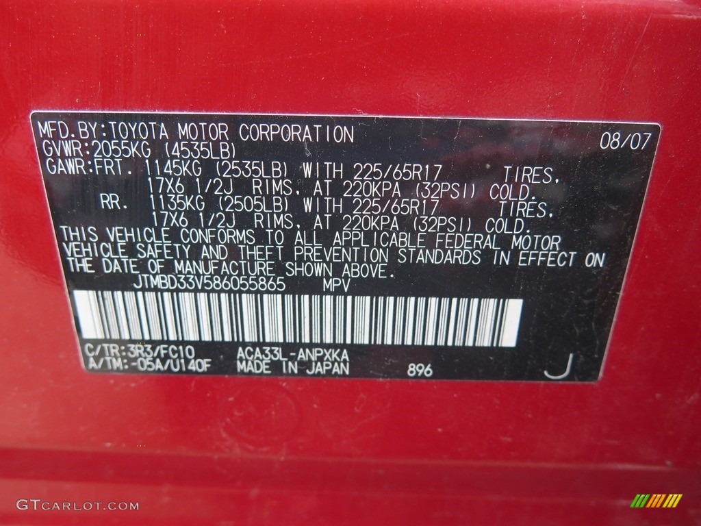 2008 RAV4 4WD - Barcelona Red Pearl / Ash photo #35
