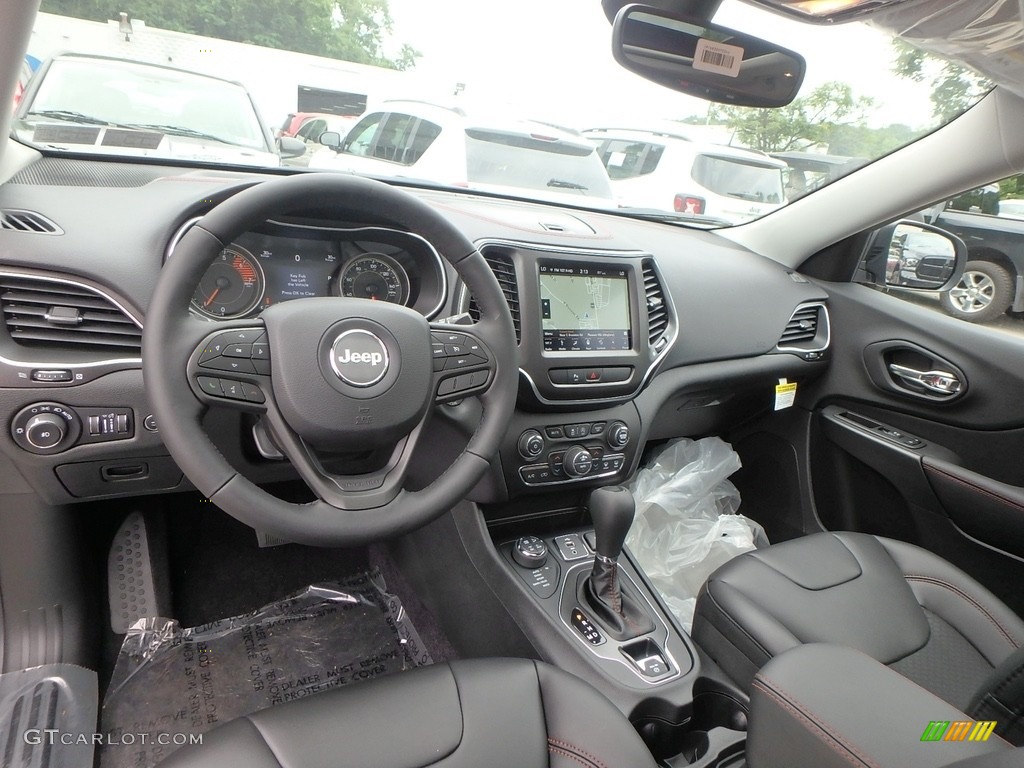Black Interior 2019 Jeep Cherokee Trailhawk 4x4 Photo #128630574