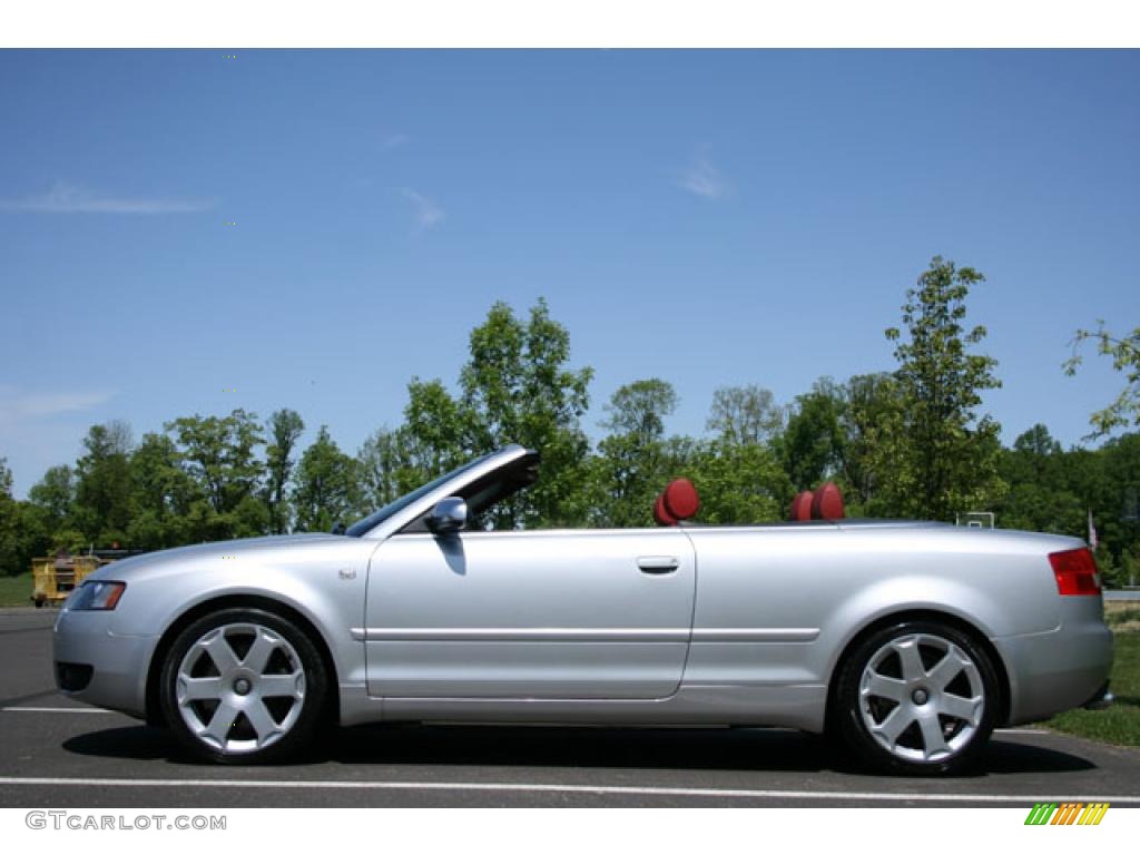 2005 S4 4.2 quattro Cabriolet - Light Silver Metallic / Red/Black photo #25