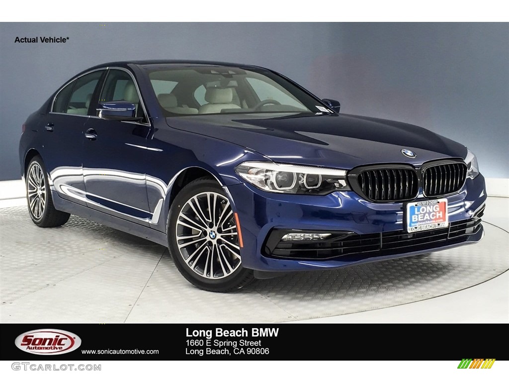 2018 5 Series 540i Sedan - Mediterranean Blue Metallic / Ivory White photo #1