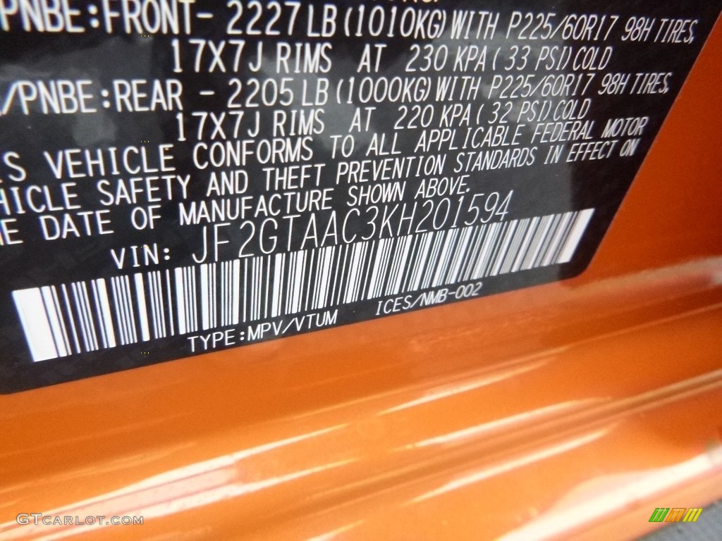 2019 Crosstrek 2.0i - Sunshine Orange / Gray photo #15