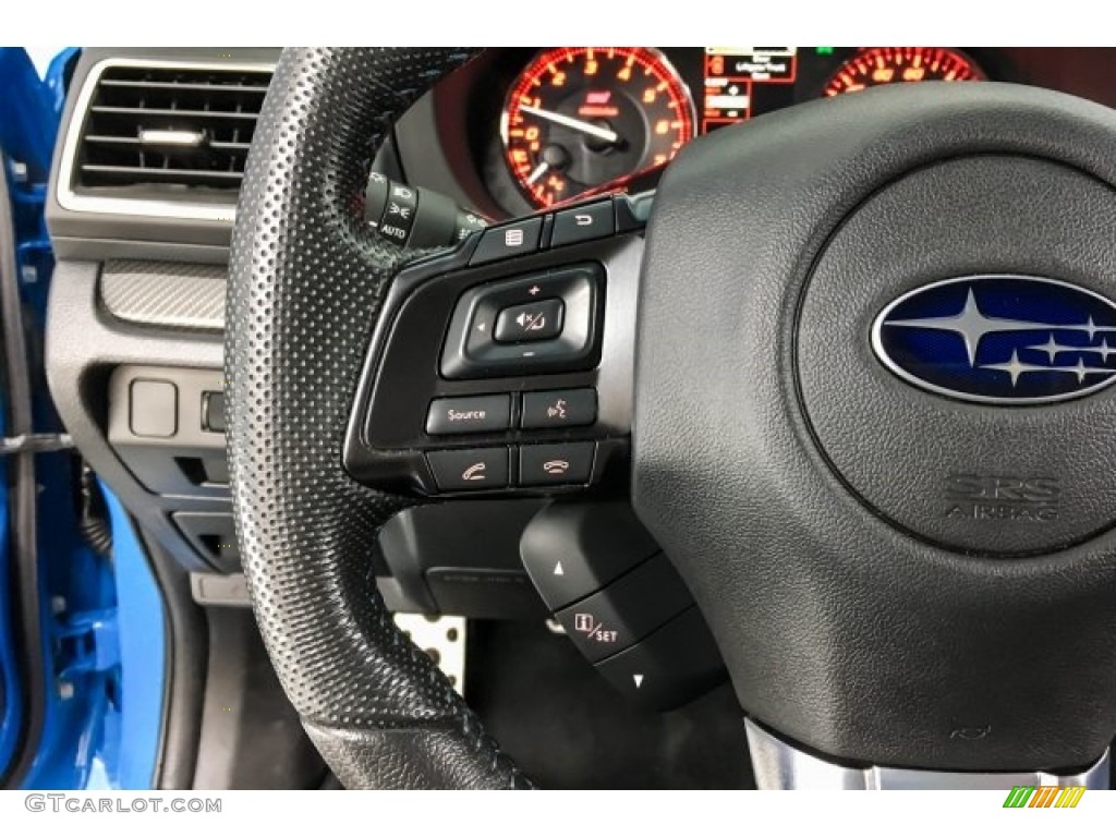 2016 Subaru WRX STI HyperBlue Limited Edition Carbon Black/Hyper Blue Steering Wheel Photo #128684682