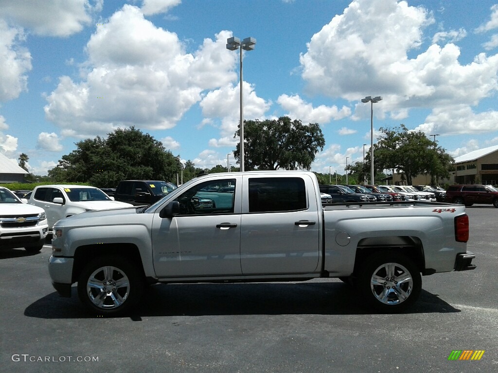 2018 Silverado 1500 Custom Crew Cab 4x4 - Silver Ice Metallic / Dark Ash/Jet Black photo #2