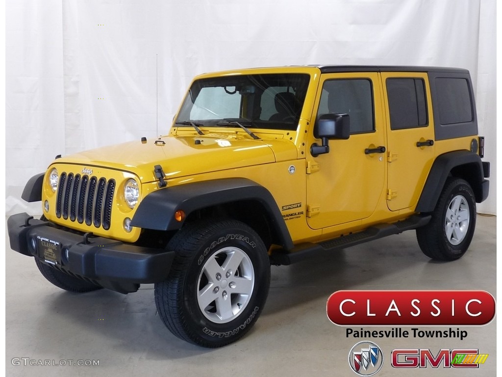 2015 Wrangler Unlimited Sport 4x4 - Baja Yellow / Black photo #1