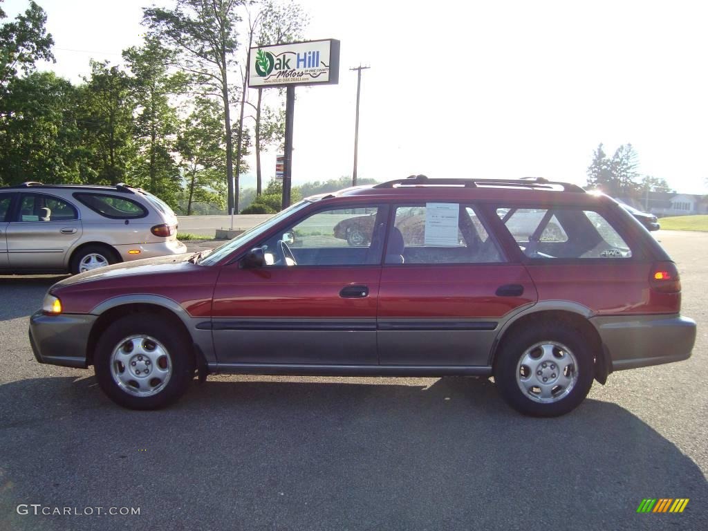 1996 Legacy Outback Wagon - Mica Ruby Red Pearl / Fern photo #1