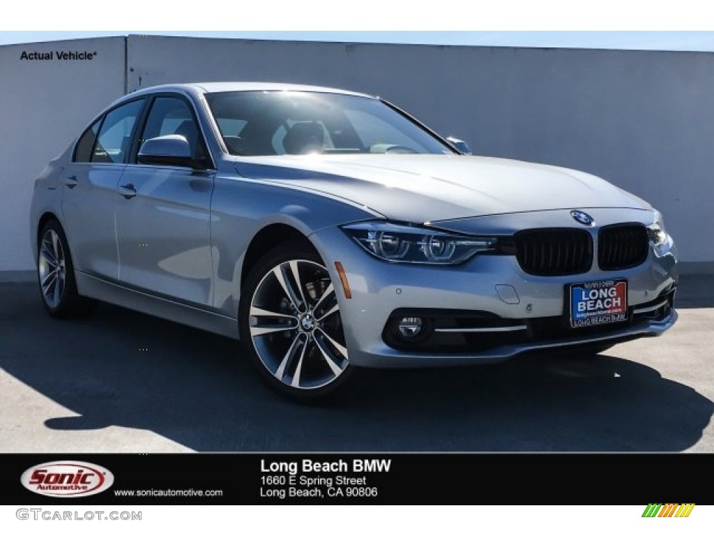 2018 3 Series 330i Sedan - Glacier Silver Metallic / Black photo #1