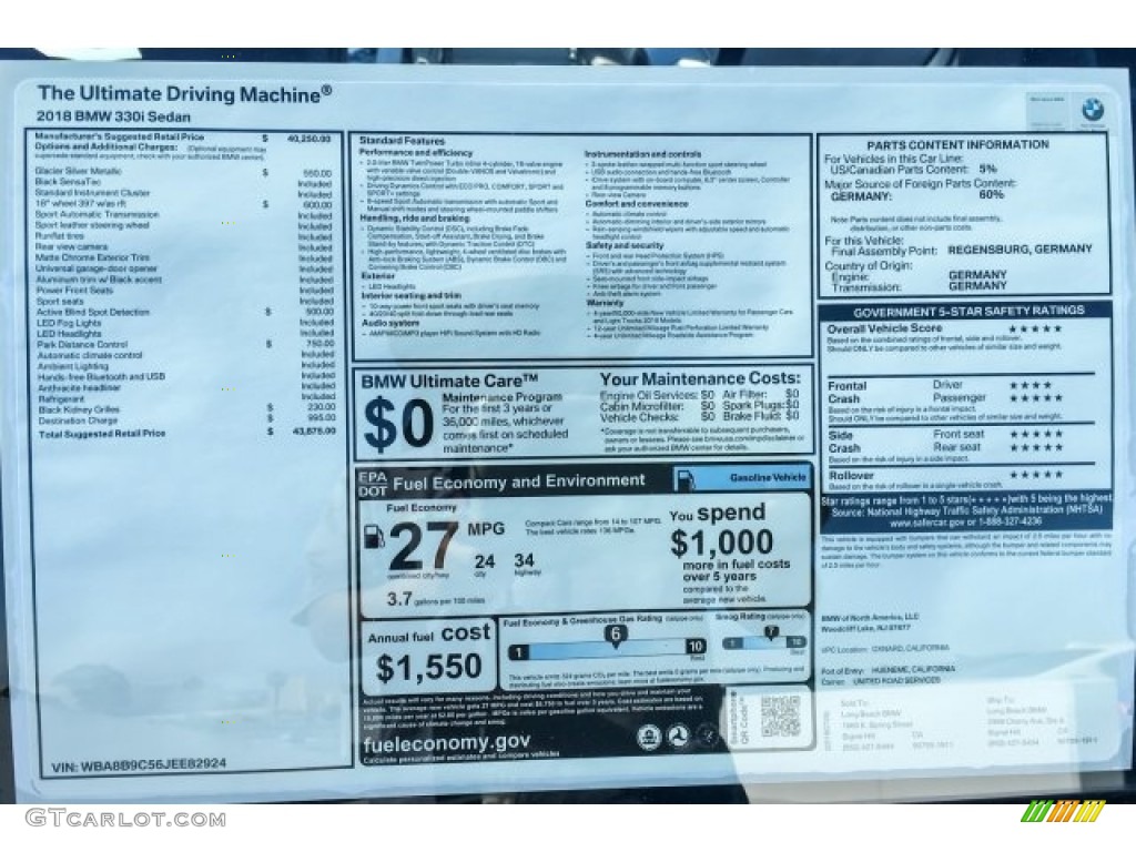 2018 3 Series 330i Sedan - Glacier Silver Metallic / Black photo #10