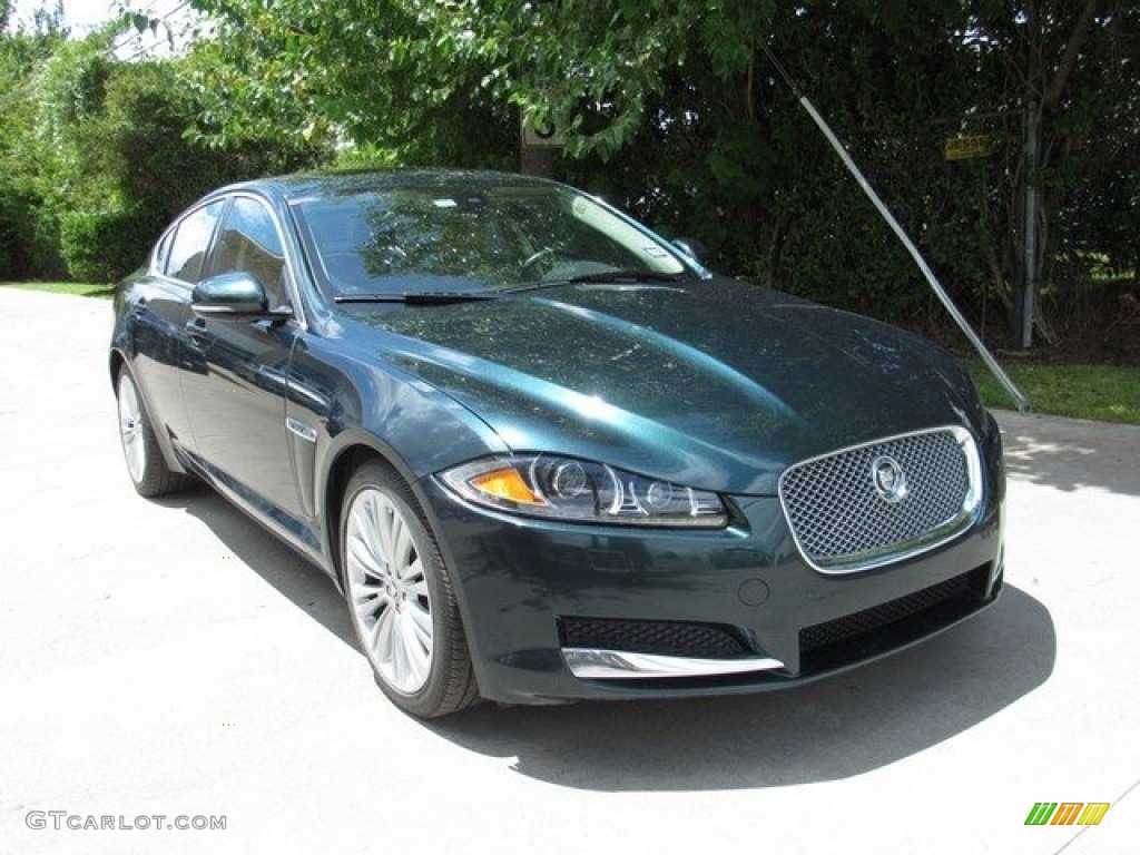 2012 XF Portfolio - British Racing Green Metallic / London Tan/Warm Charcoal photo #2