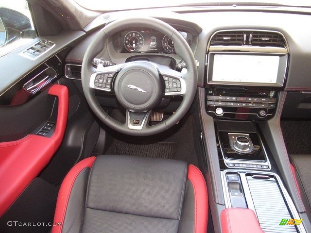 2019 Jaguar F-PACE S AWD Ebony/Pimento Dashboard Photo #128735432