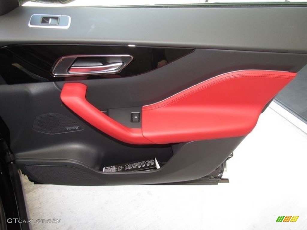 2019 Jaguar F-PACE S AWD Ebony/Pimento Door Panel Photo #128735501