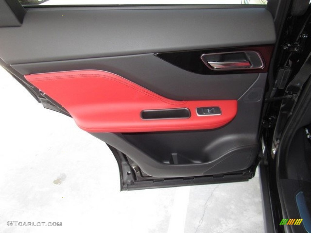 2019 Jaguar F-PACE S AWD Ebony/Pimento Door Panel Photo #128735519