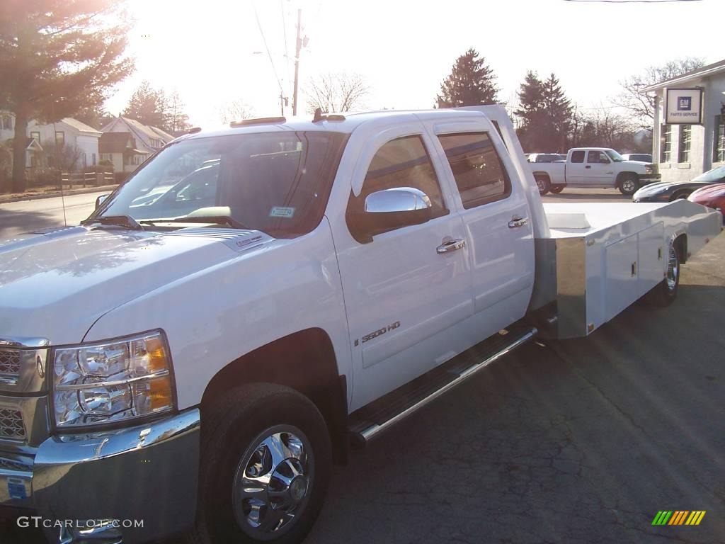 2008 Silverado 3500HD LT Crew Cab Chassis Car Hauler - Summit White / Ebony photo #2