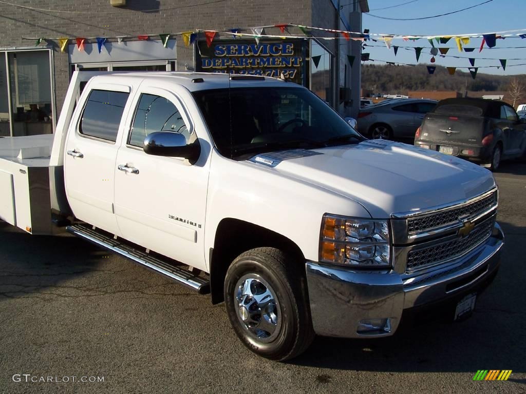 2008 Silverado 3500HD LT Crew Cab Chassis Car Hauler - Summit White / Ebony photo #4